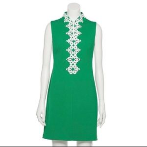 Elle Retro Green & White Dress Large NWT